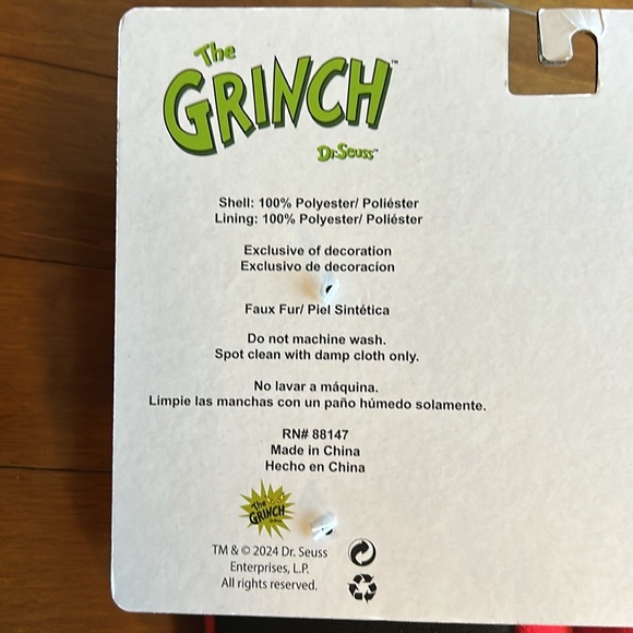 Grinch Adult Unisex Slippers Red Green Christmas Sz M/L - Picture 3 of 4